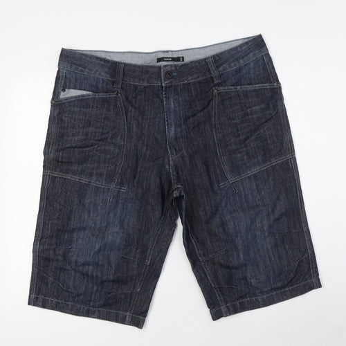 George Mens Blue Cotton Bermuda Shorts Size 40 in L15 in Regular Zip