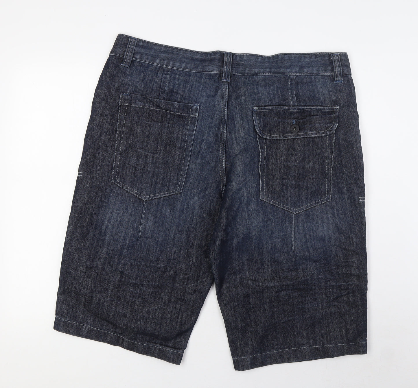 George Mens Blue Cotton Bermuda Shorts Size 40 in L15 in Regular Zip