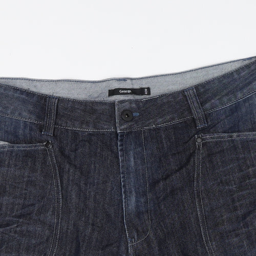 George Mens Blue Cotton Bermuda Shorts Size 40 in L15 in Regular Zip