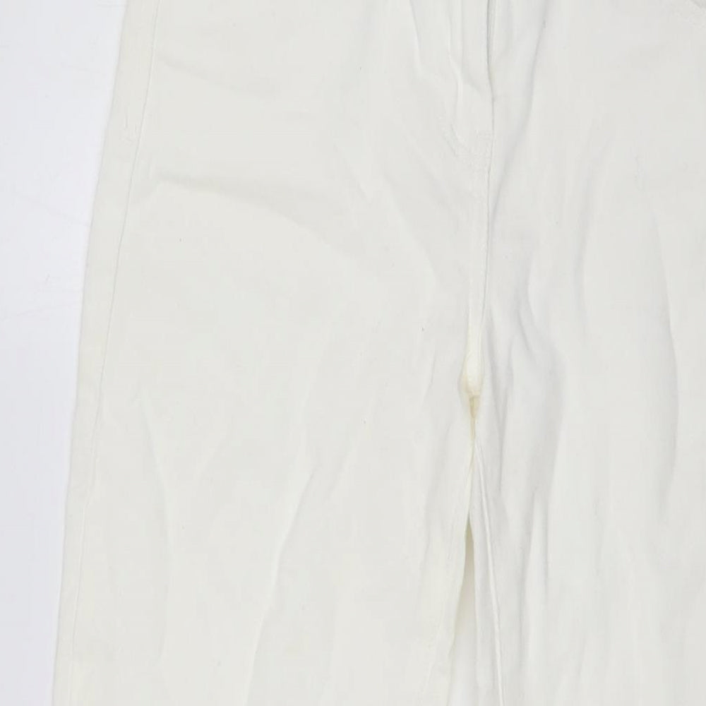 NEXT Womens Ivory Cotton Straight Jeans Size 12 L31 in Regular Tie