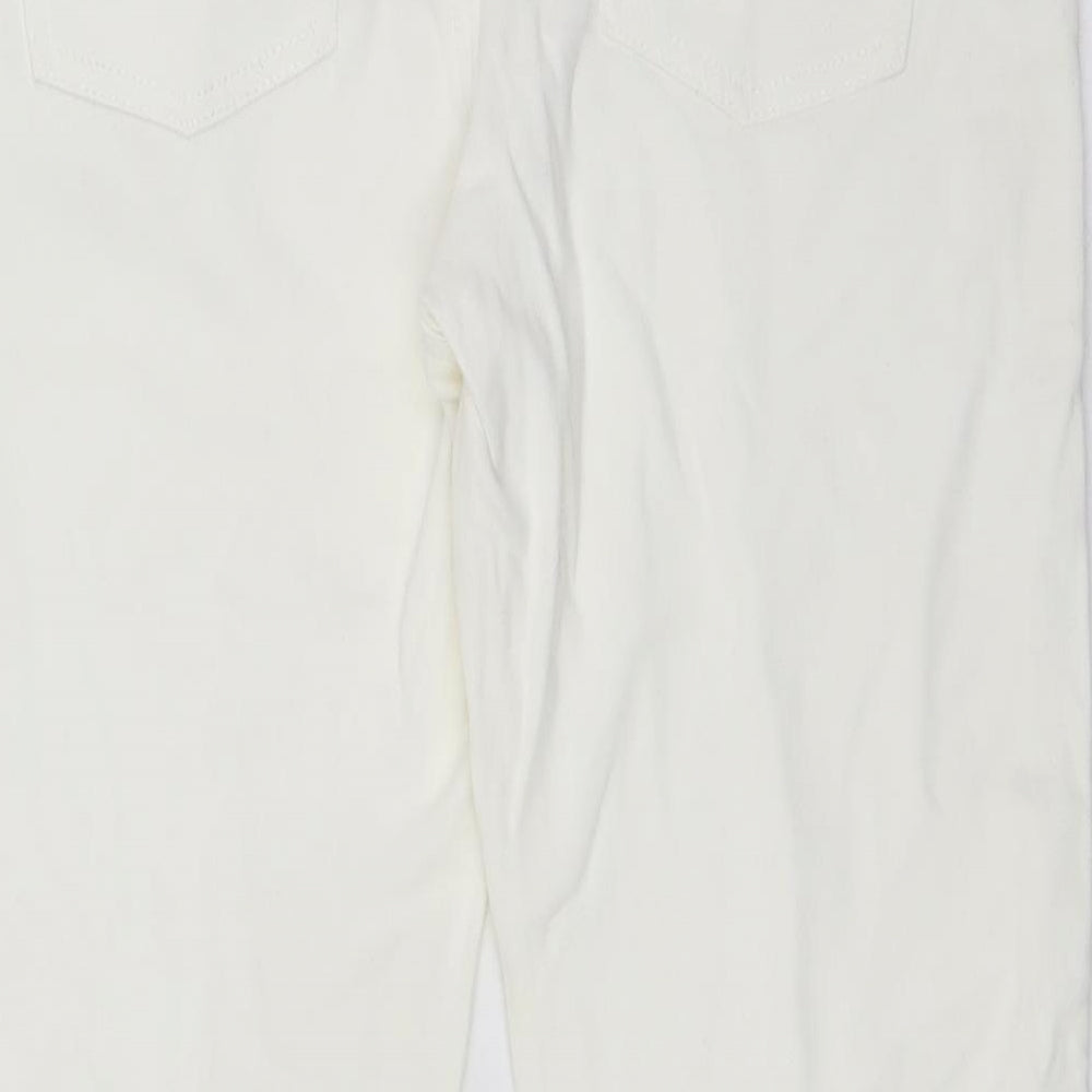 NEXT Womens Ivory Cotton Straight Jeans Size 12 L31 in Regular Tie