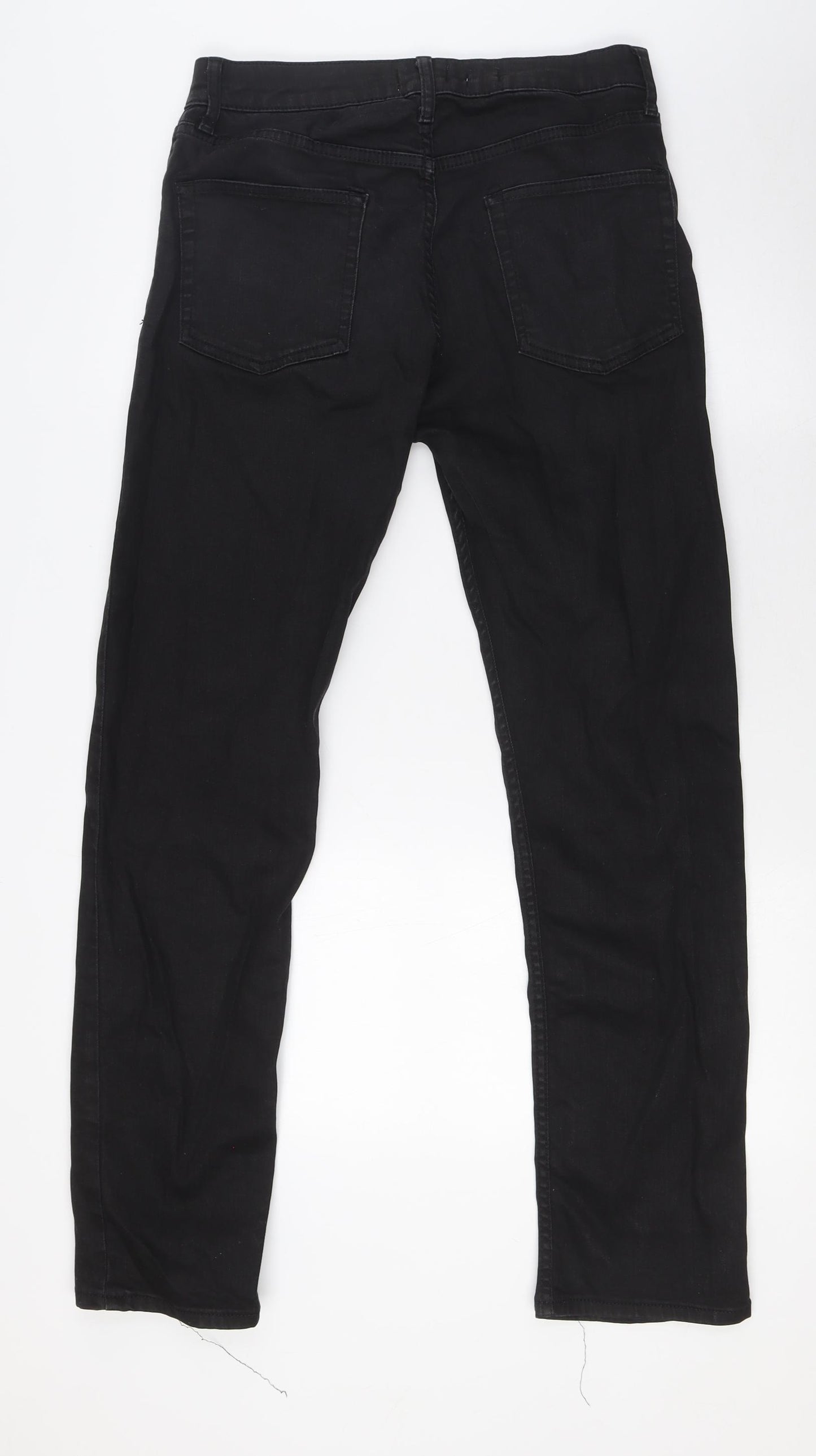 Topman Mens Black Cotton Straight Jeans Size 32 in L31 in Regular Zip