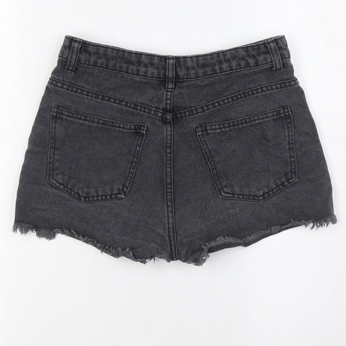 Denim & Co. Womens Black Cotton Basic Shorts Size 8 Regular Zip - Lace up