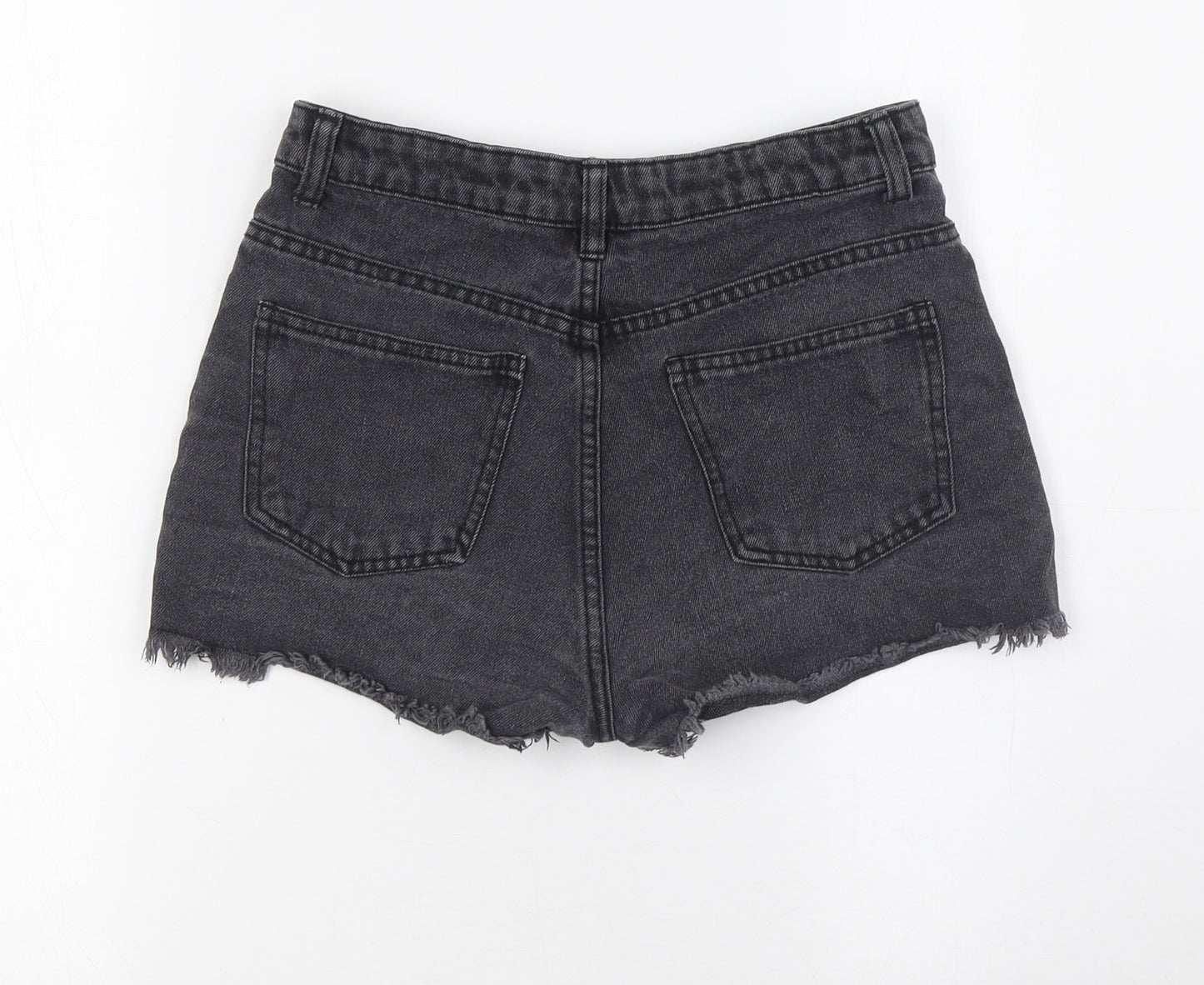 Denim & Co. Womens Black Cotton Basic Shorts Size 8 Regular Zip - Lace up