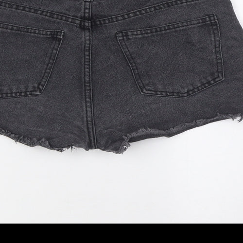 Denim & Co. Womens Black Cotton Basic Shorts Size 8 Regular Zip - Lace up