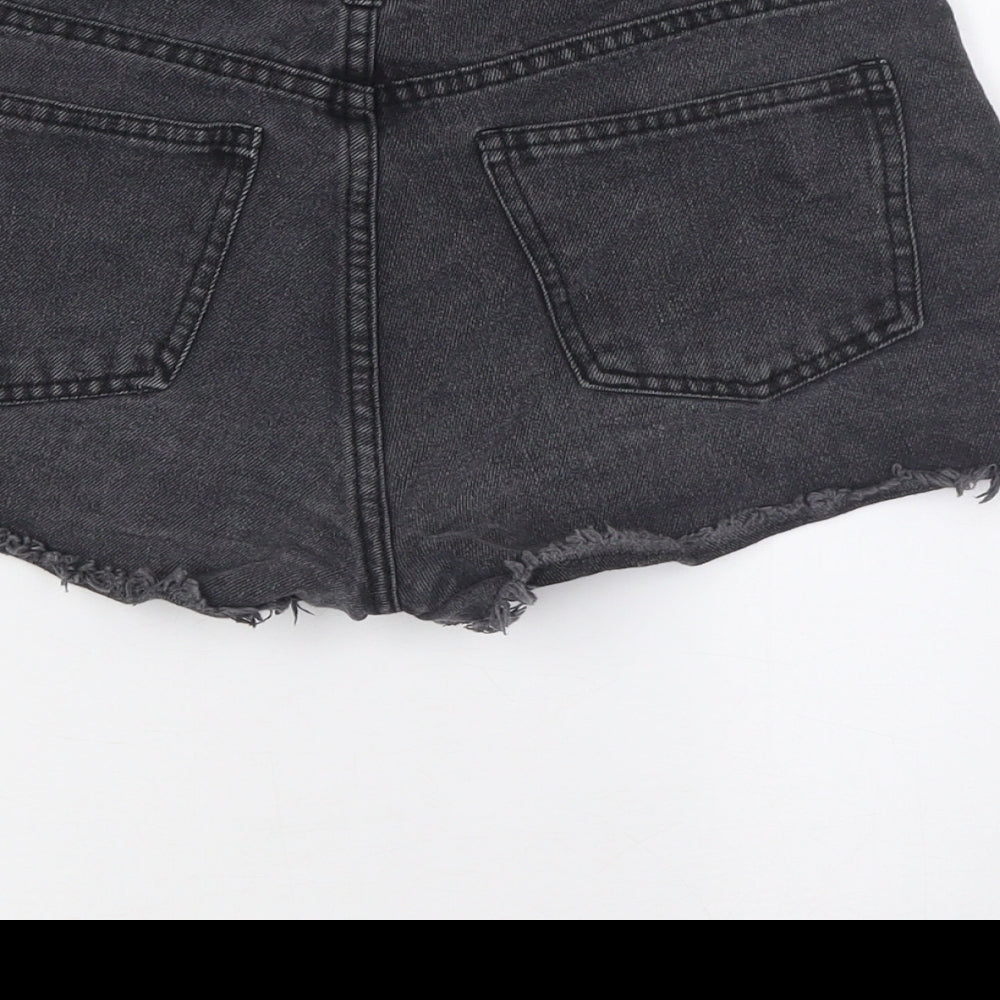 Denim & Co. Womens Black Cotton Basic Shorts Size 8 Regular Zip - Lace up