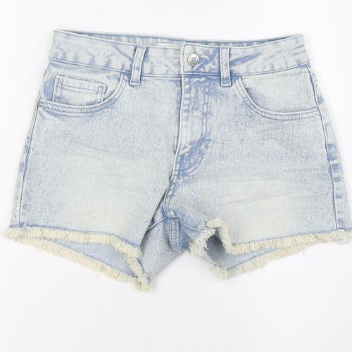 Denim & Co. Womens Blue Cotton Basic Shorts Size 8 L3 in Regular Zip