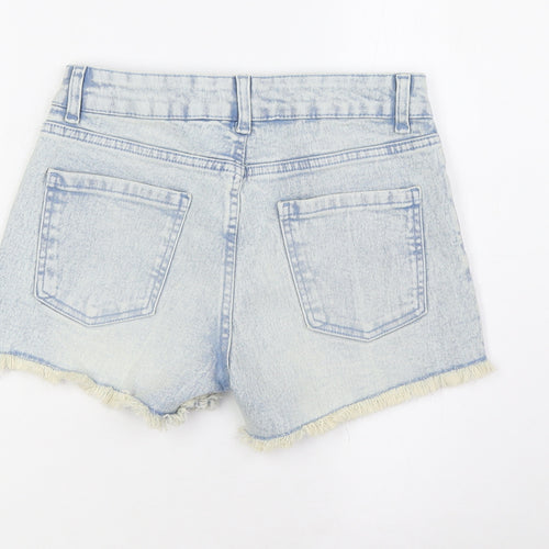Denim & Co. Womens Blue Cotton Basic Shorts Size 8 L3 in Regular Zip