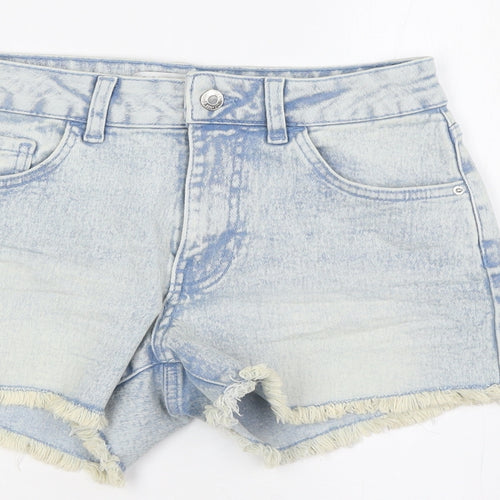 Denim & Co. Womens Blue Cotton Basic Shorts Size 8 L3 in Regular Zip