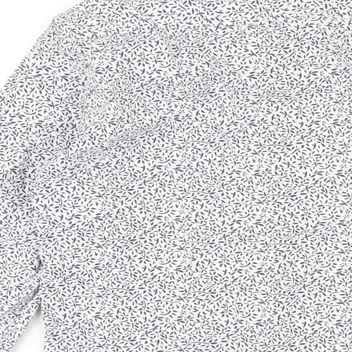Quiz Mens White Geometric Cotton Button-Up Size S Collared Button