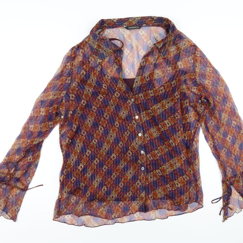 Evans Womens Multicoloured Geometric Polyester Basic Button-Up Size 16 V-Neck