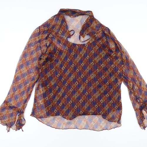 Evans Womens Multicoloured Geometric Polyester Basic Button-Up Size 16 V-Neck