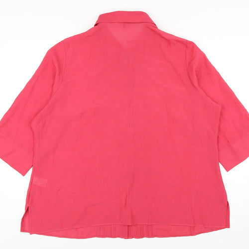 Marks and Spencer Womens Pink Polyester Basic Button-Up Size 22 Collared