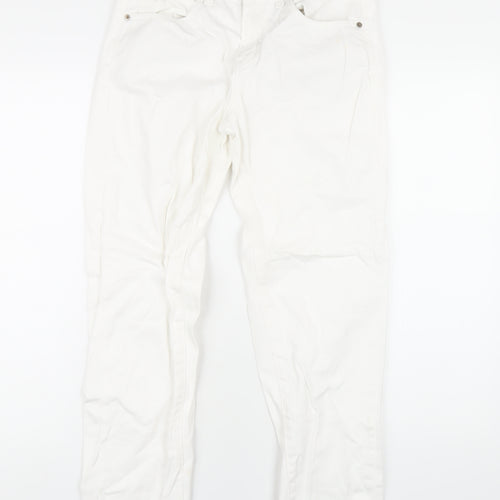 Uniqlo Womens White Cotton Straight Jeans Size 24 in L27 in Regular Zip