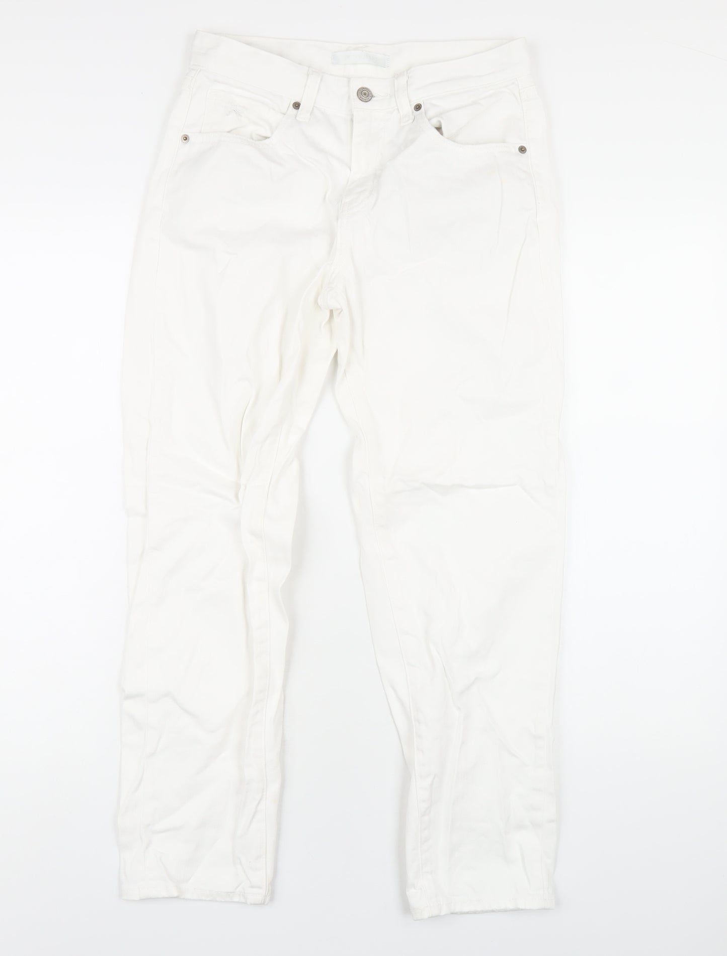 Uniqlo Womens White Cotton Straight Jeans Size 24 in L27 in Regular Zip