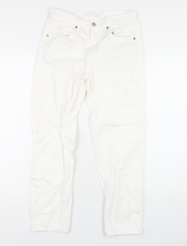 Uniqlo Womens White Cotton Straight Jeans Size 24 in L27 in Regular Zip