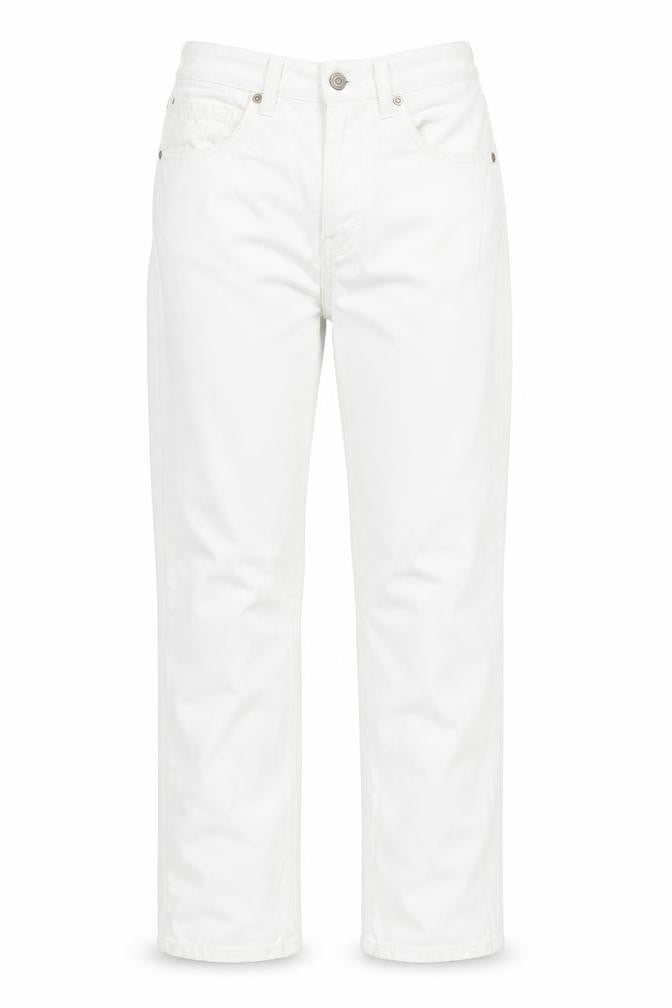 Uniqlo Womens White Cotton Straight Jeans Size 24 in L27 in Regular Zip