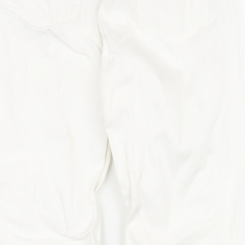 Uniqlo Womens White Cotton Straight Jeans Size 24 in L27 in Regular Zip