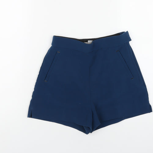 H&M Womens Blue Polyester Basic Shorts Size 8 Regular Zip