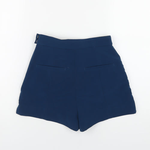 H&M Womens Blue Polyester Basic Shorts Size 8 Regular Zip