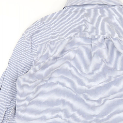 Topshop Womens Blue Striped Cotton Basic Button-Up Size 8 Collared