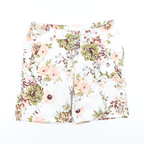 Rainbow Womens Multicoloured Floral Cotton Bermuda Shorts Size 10 L8 in Regular Button