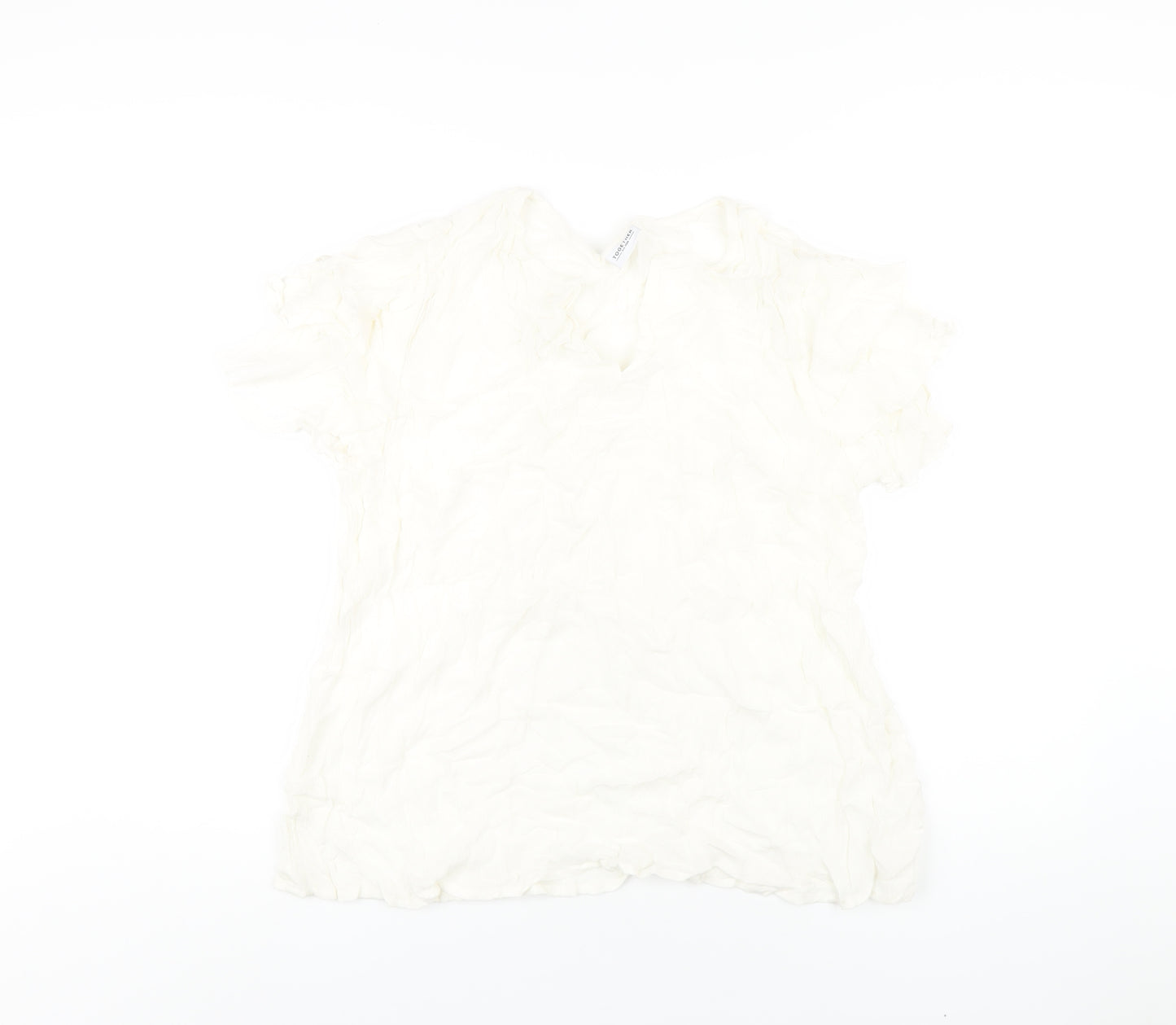 Together Womens Ivory Viscose Basic T-Shirt Size 14 V-Neck