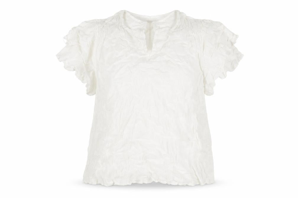 Front view of Together women’s ivory viscose basic t-shirt, size UK 14, v-neck