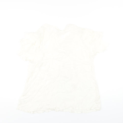 Together Womens Ivory Viscose Basic T-Shirt Size 14 V-Neck