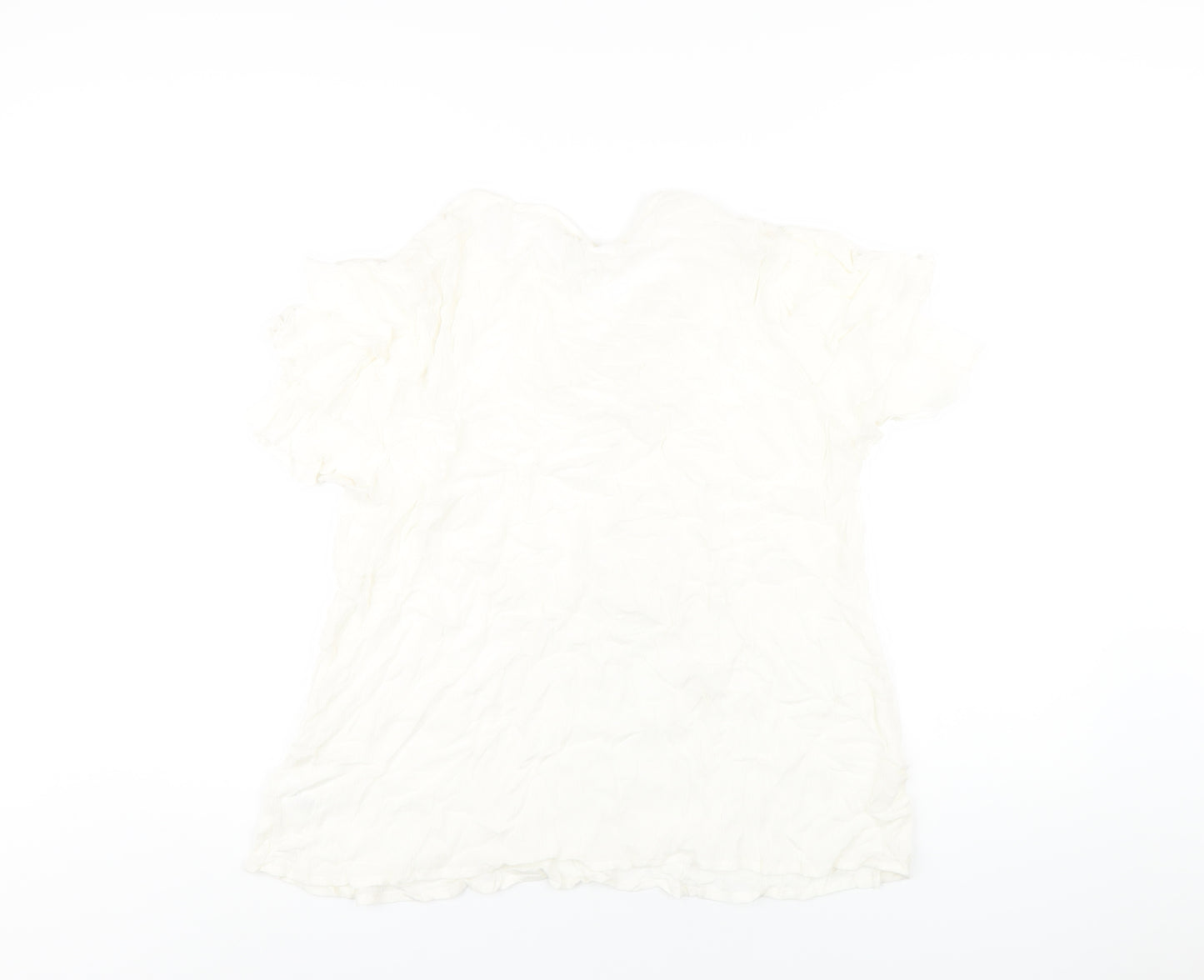 Together Womens Ivory Viscose Basic T-Shirt Size 14 V-Neck