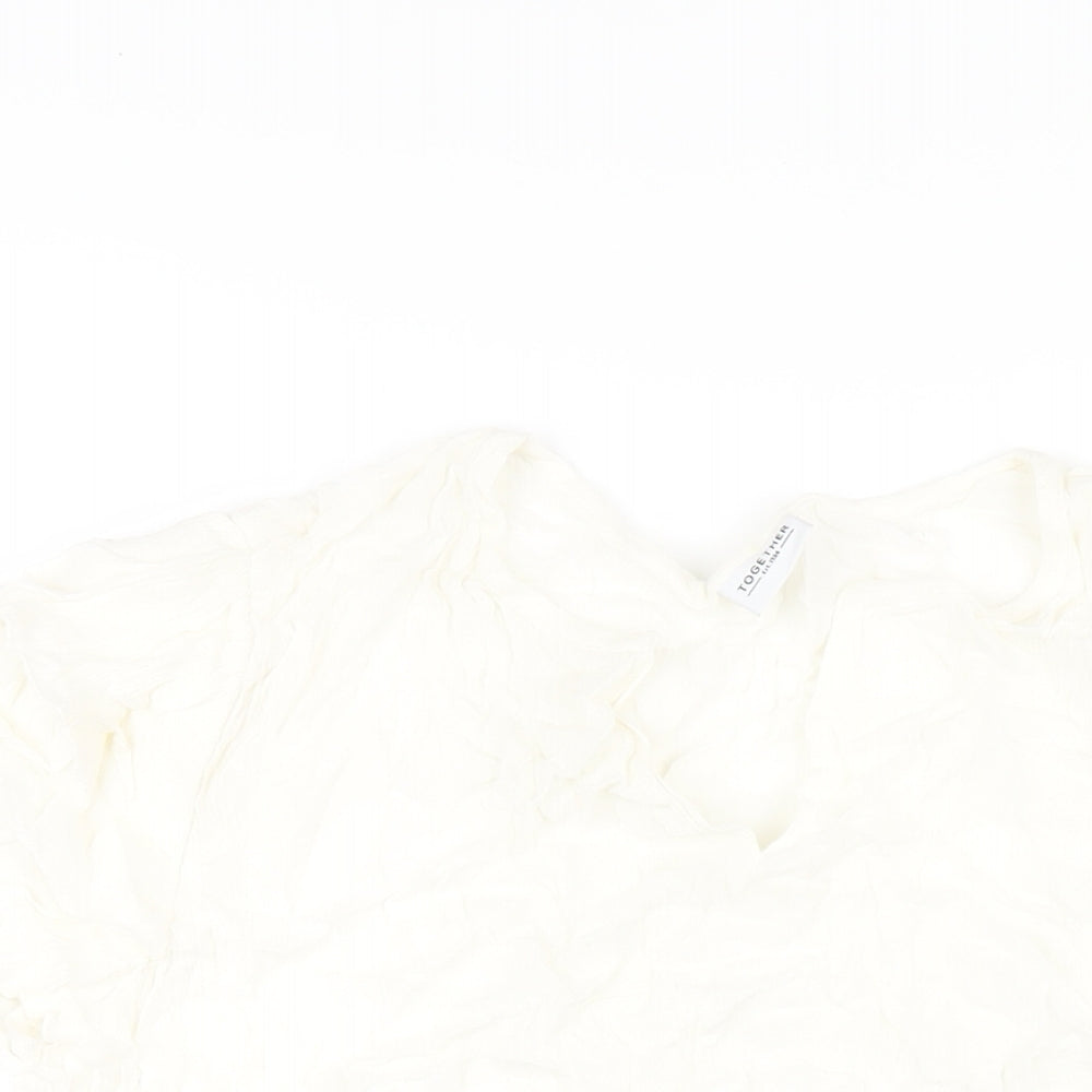Together Womens Ivory Viscose Basic T-Shirt Size 14 V-Neck