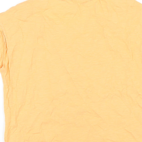 bonprix Womens Orange Cotton Basic T-Shirt Size XS Round Neck