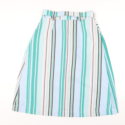 Oasis Womens Multicoloured Striped Polyester A-Line Skirt Size 8 Zip