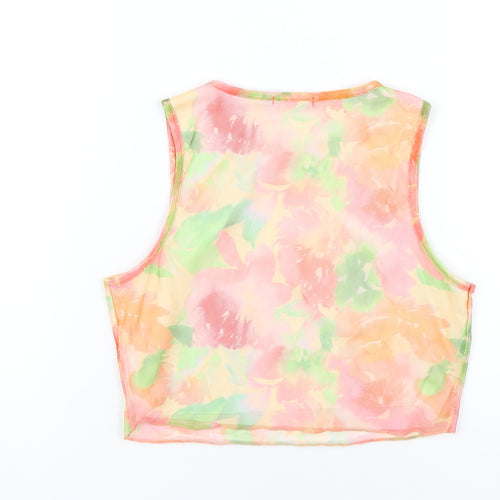 Boohoo Womens Multicoloured Geometric Polyester Cropped Tank Size 10 Round Neck