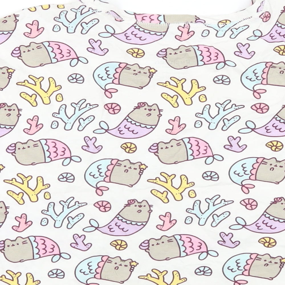 RESERVED Womens Multicoloured Geometric Cotton Basic T-Shirt Size M Round Neck - Pusheen
