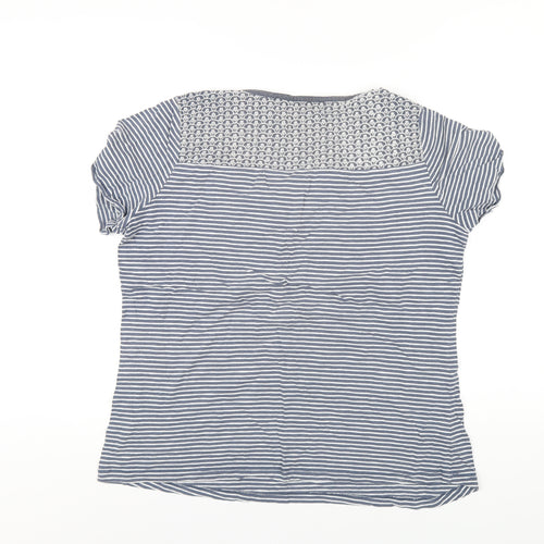 MANTARAY PRODUCTS Womens Blue Striped Cotton Basic T-Shirt Size 18 Round Neck