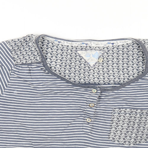 MANTARAY PRODUCTS Womens Blue Striped Cotton Basic T-Shirt Size 18 Round Neck