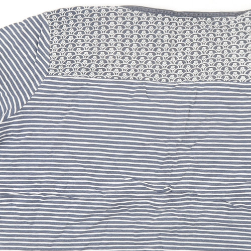 MANTARAY PRODUCTS Womens Blue Striped Cotton Basic T-Shirt Size 18 Round Neck