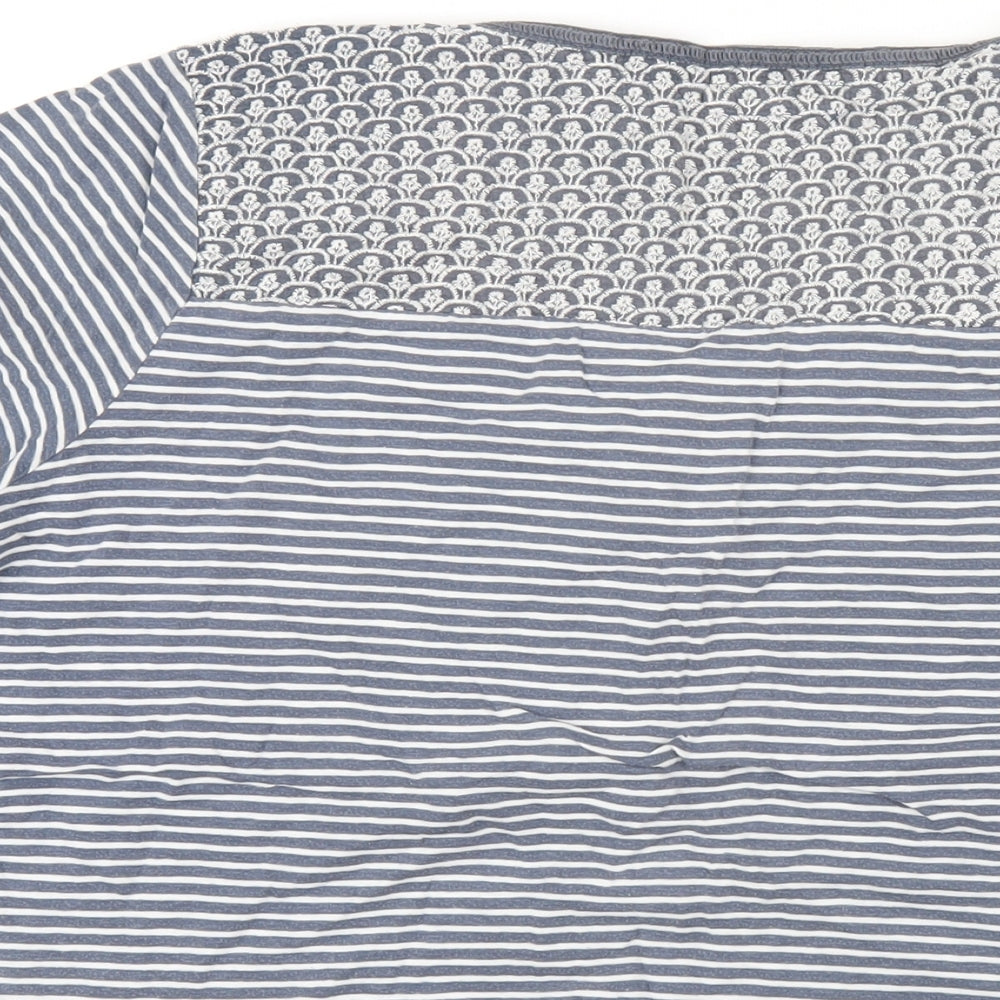 MANTARAY PRODUCTS Womens Blue Striped Cotton Basic T-Shirt Size 18 Round Neck
