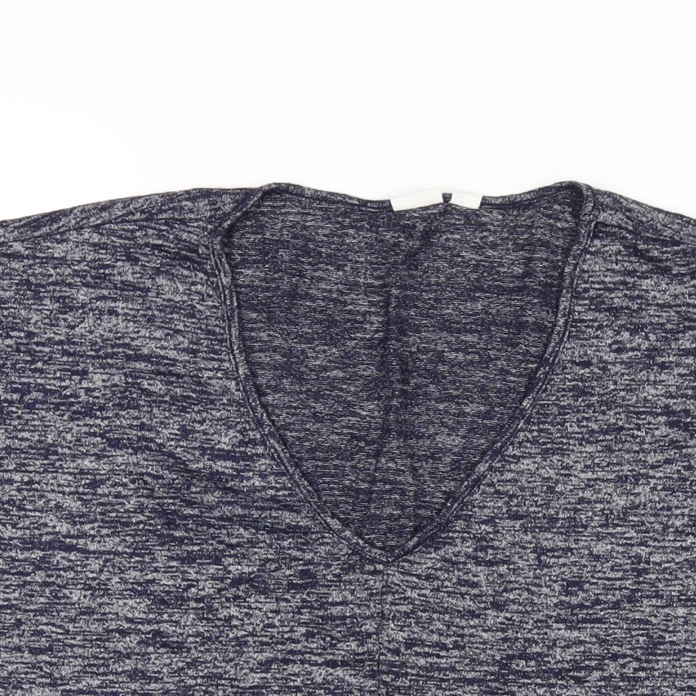Gap Womens Blue Polyester Basic T-Shirt Size L V-Neck