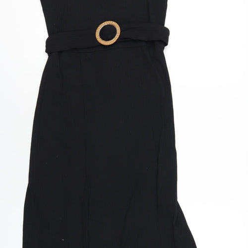 Topshop Womens Black Polyester A-Line Size 12 Square Neck Pullover