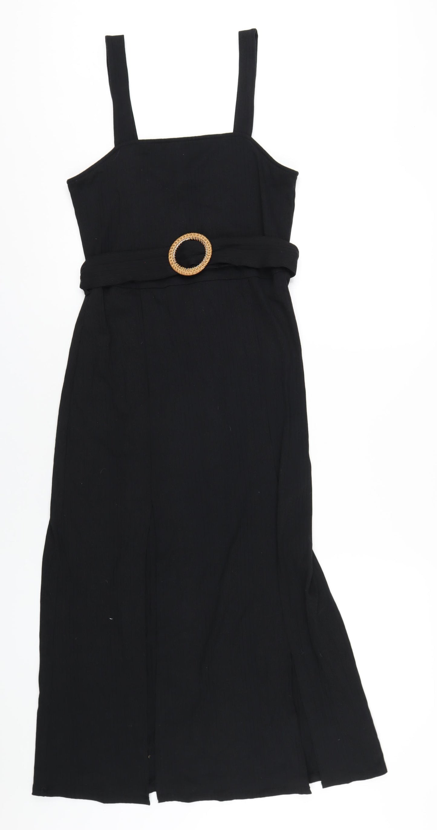 Topshop Womens Black Polyester A-Line Size 12 Square Neck Pullover
