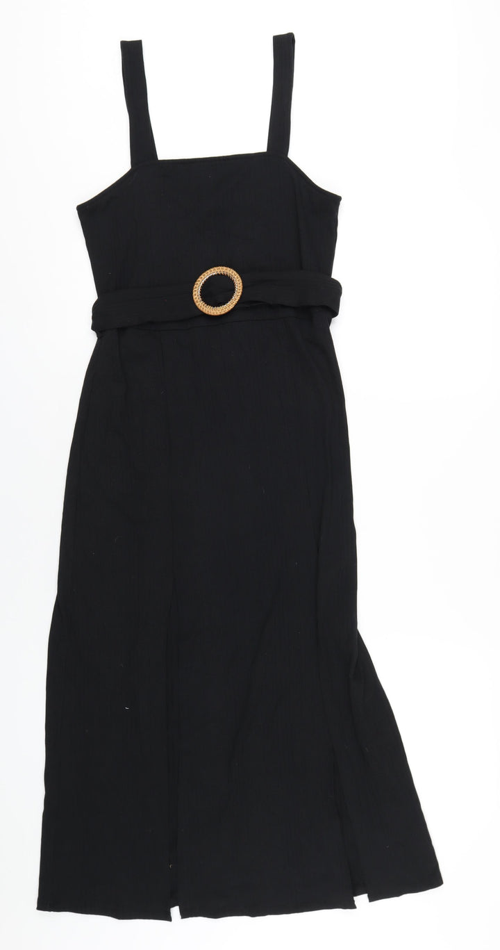 Topshop Womens Black Polyester A-Line Size 12 Square Neck Pullover