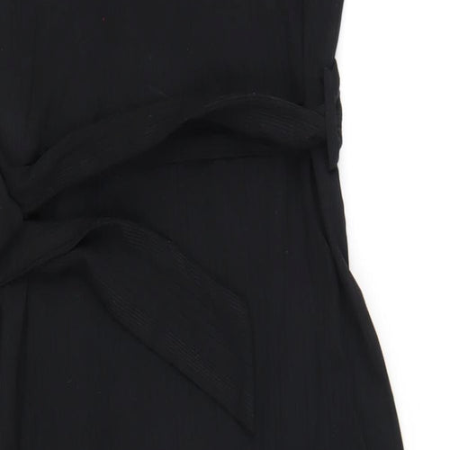 Topshop Womens Black Polyester A-Line Size 12 Square Neck Pullover