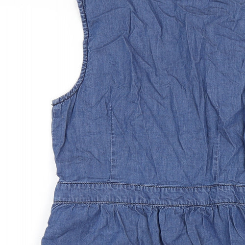 Kaleidoscope Womens Blue Cotton A-Line Size 6 Collared Snap