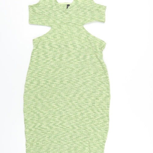 H&M Womens Green Polyester Bodycon Size M Halter Pullover - Cut Out