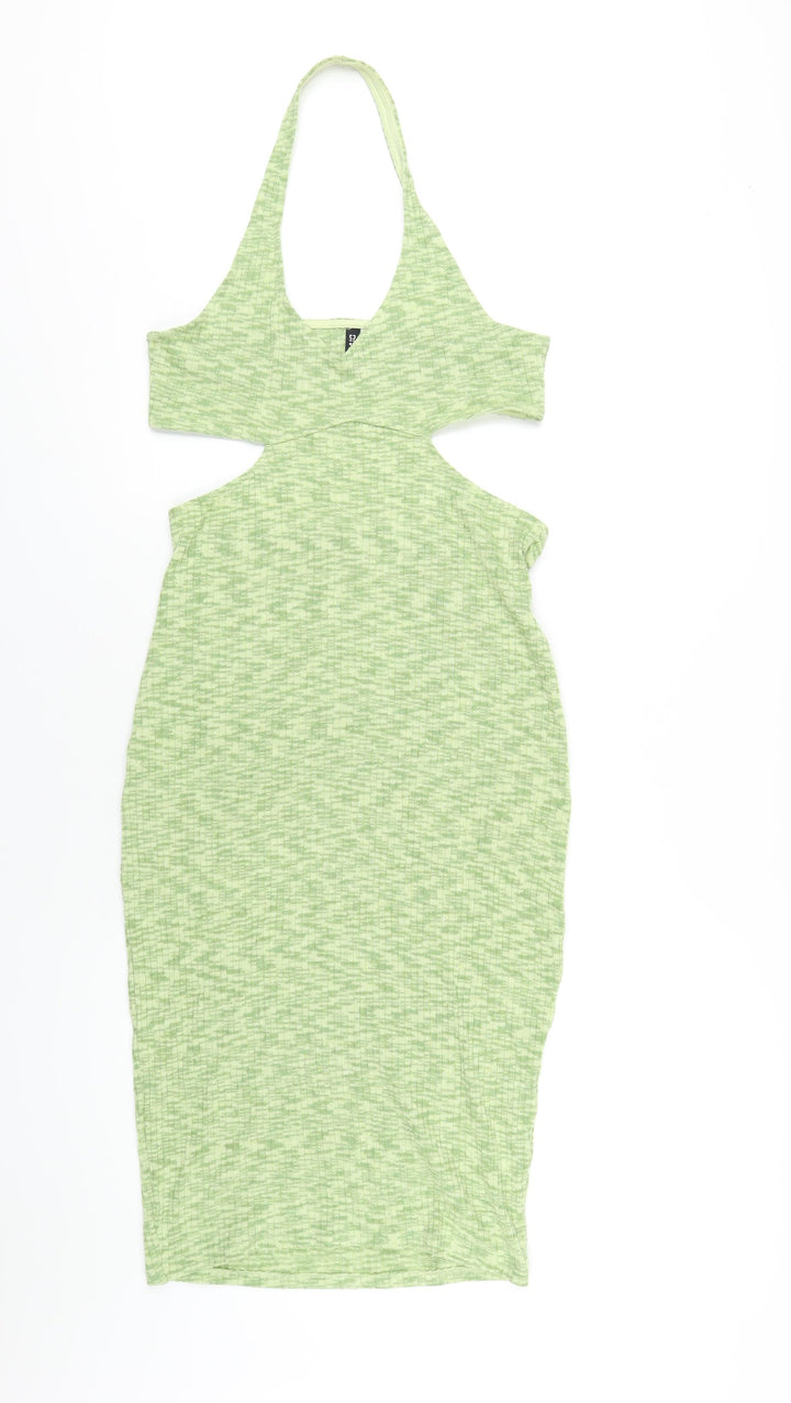 H&M Womens Green Polyester Bodycon Size M Halter Pullover - Cut Out