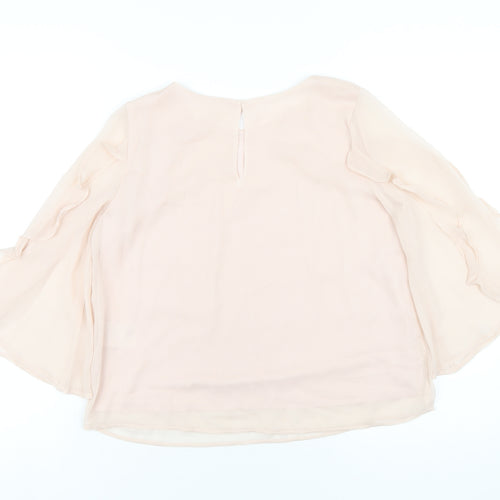 H&M Girls Pink Polyester Basic Blouse Size 12-13 Years Round Neck Button