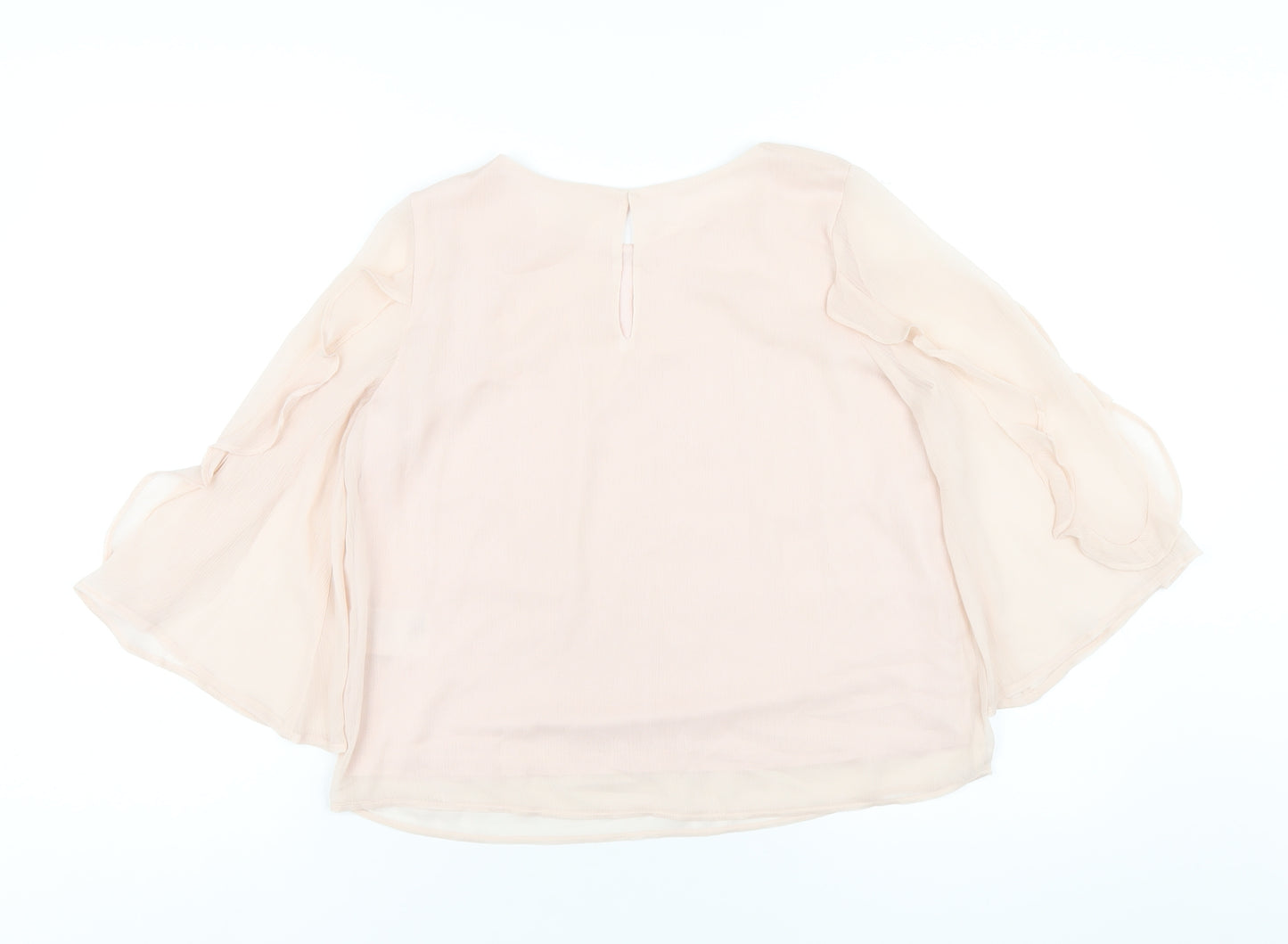 H&M Girls Pink Polyester Basic Blouse Size 12-13 Years Round Neck Button
