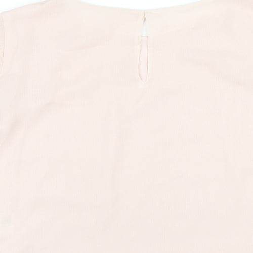 H&M Girls Pink Polyester Basic Blouse Size 12-13 Years Round Neck Button